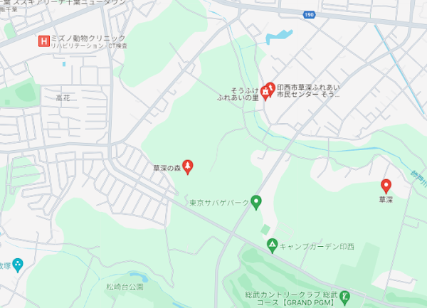 千葉県印西市にある草深の森の全体マップ。不整地の周回コース - 第40章