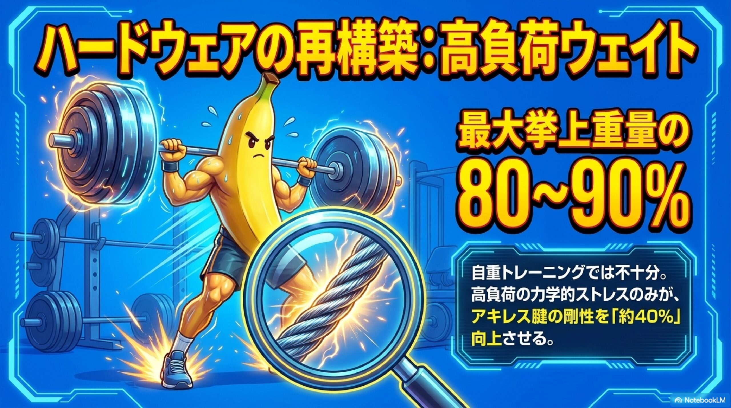 高負荷ウェイトトレーニング最大挙上重量80〜90% アキレス腱剛性40%向上 マスターズランナー スピード強化