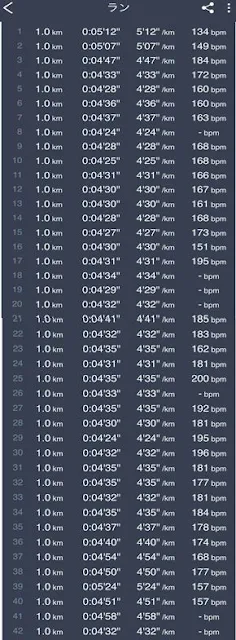 初フルマラソンの1kmごとのラップタイム一覧 - 第25章