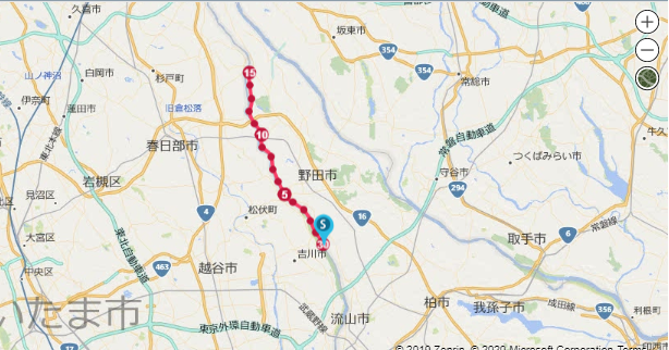 2018年6月の30km走の走行ルート地図 - 第20章