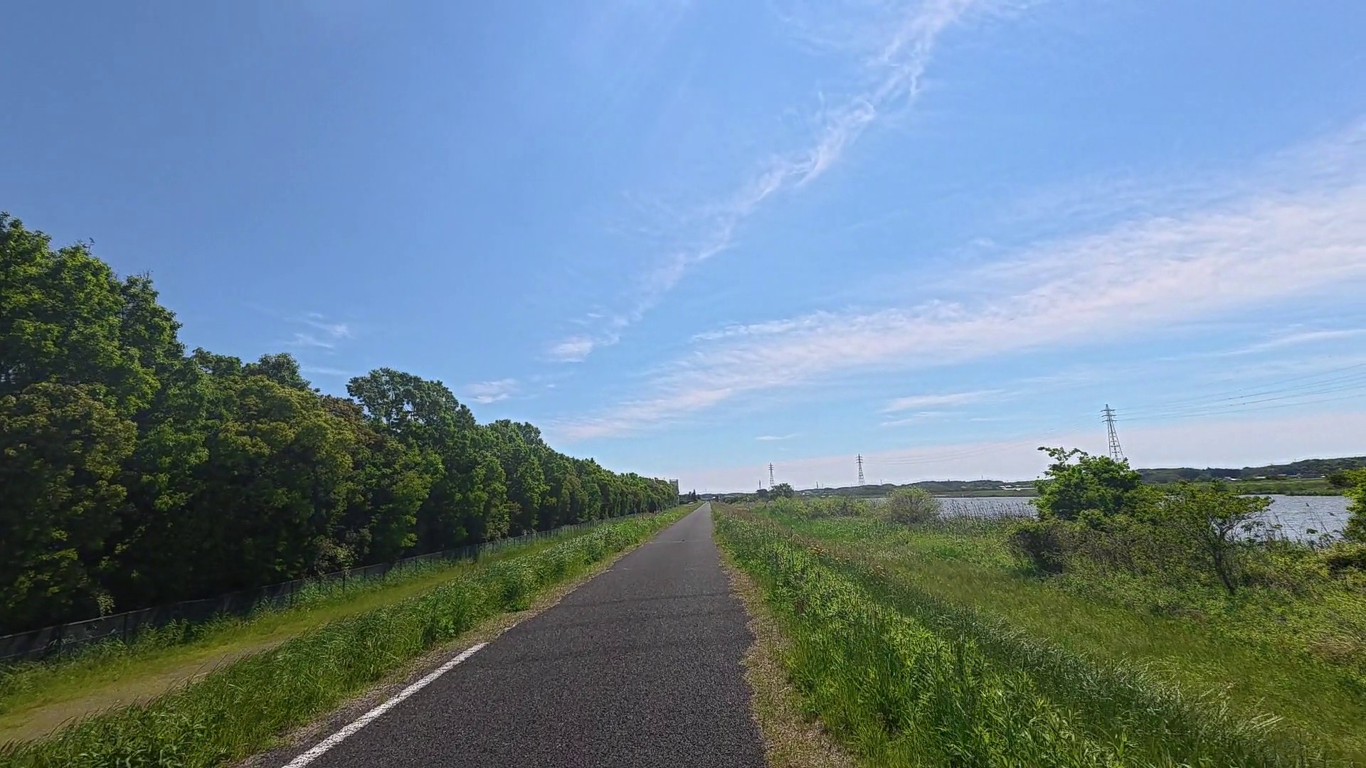 手賀沼沿いの一本道ランニングコース — 松戸から成田61km走 序盤の道