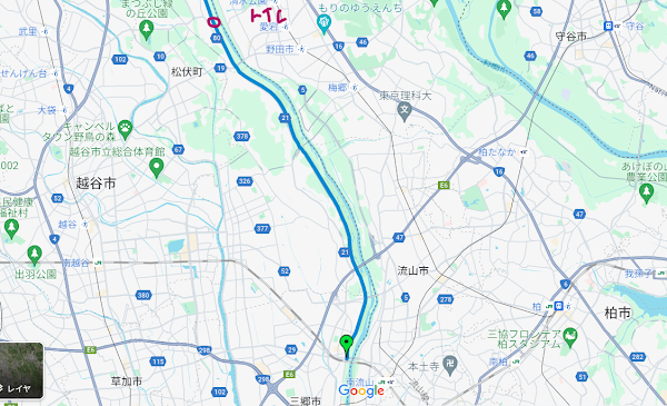 江戸川ランニングコース 15km地点の公衆トイレと給水施設