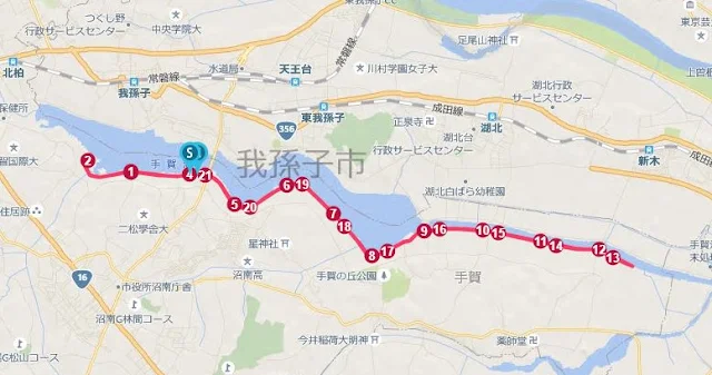 ハーフマラソンタイムトライアルの走行ルート地図 - 第17章