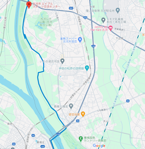 49km地点にある休憩・給水ポイント スポーツ交流センター