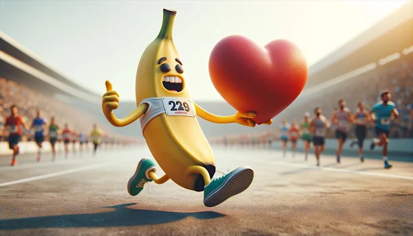 マラソンを心から愛し笑顔で走るバナナのランナーキャラクター - 第33章