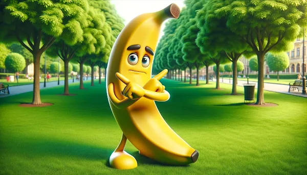 公園で指でバツを作るバナナのキャラクター。もし出逢いが無かったら、を象徴するイラスト - 第32章