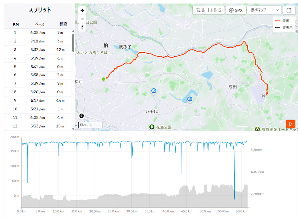 1月末の冷え込みの中で走り抜いた松戸発成田着の60kmトレーニングログ