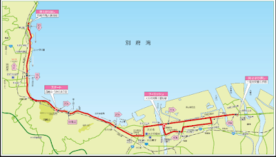 別府大分毎日マラソンコース図：海岸沿いを走るエリートコース