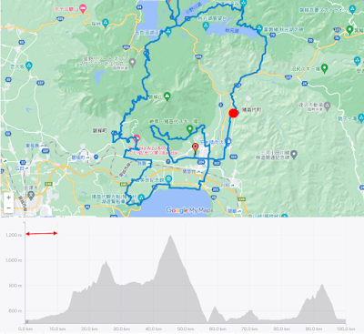 会津磐梯山ウルトラマラソン0〜10km区間のコースマップと標高グラフ（スタートからの心拍・ペース管理）