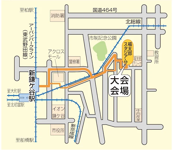 鎌ケ谷新春マラソン大会への行き方の地図