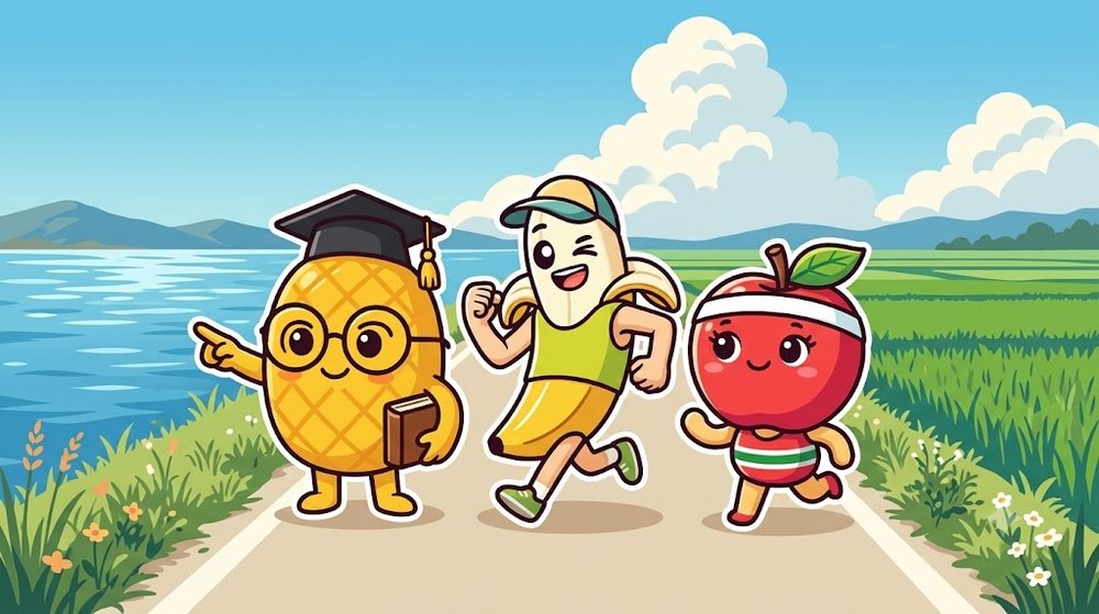 大きな湖の岸の道を走る