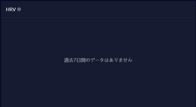 ダッシュボードのHRVのパネル。過去7日間のデータはありません