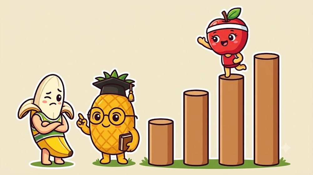 高さの違う4本の柱。左の1本だけ低い