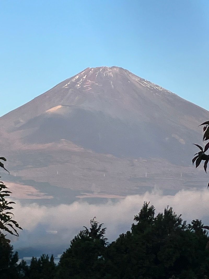 雲の上に頭を出す富士山