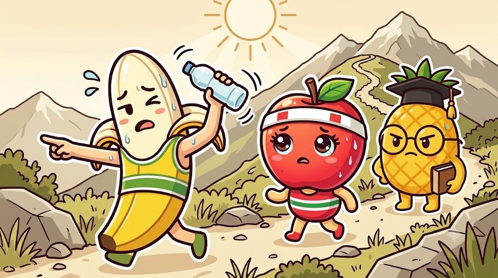 暑い尾根で水が切れて引き返すバナナぴろし