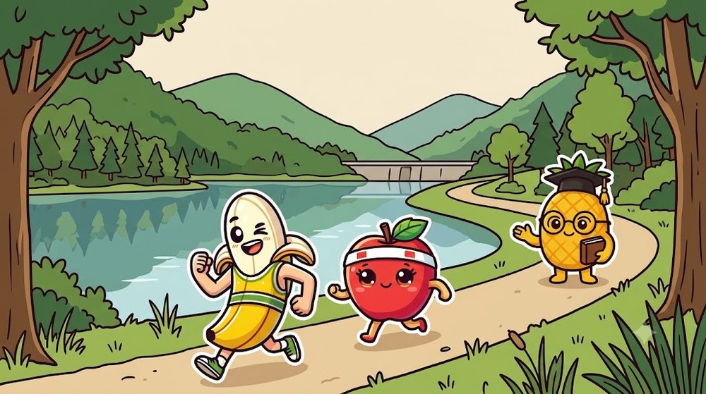 山に囲まれたダム湖のほとりを走る