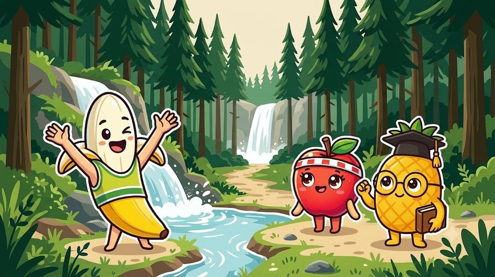 杉林の山道の先の滝