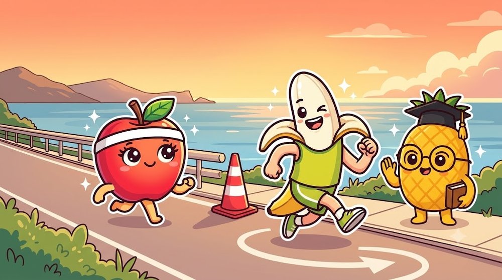 海沿いの道の折り返し地点で、向きを変えて戻り始める